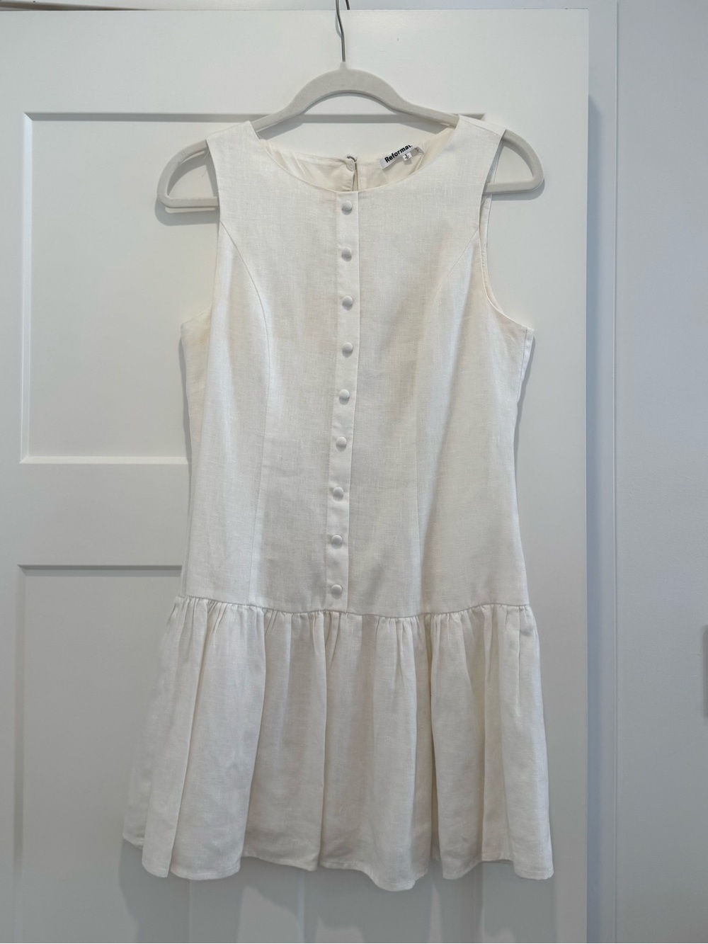 Reformation Keoni White Mini Linen Dress